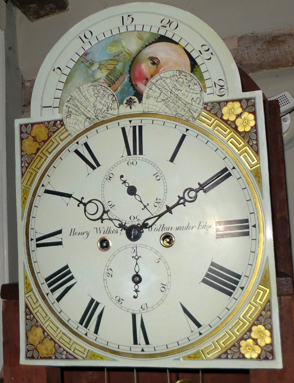 Early 19th Cent Mahogany Moon Dial Longcase Clock
