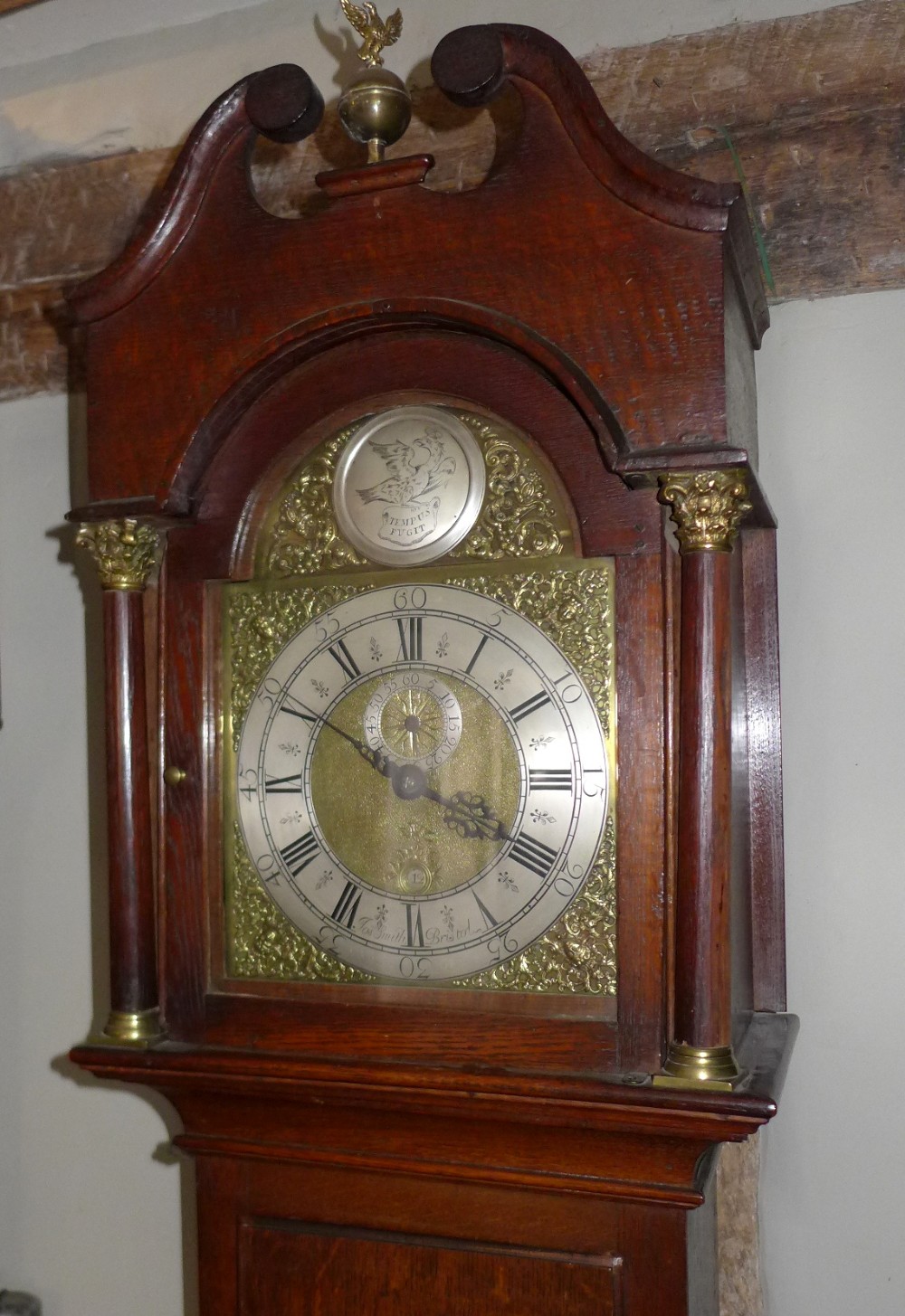 Small 18th Cent Oak Long Case Grandfather Clock