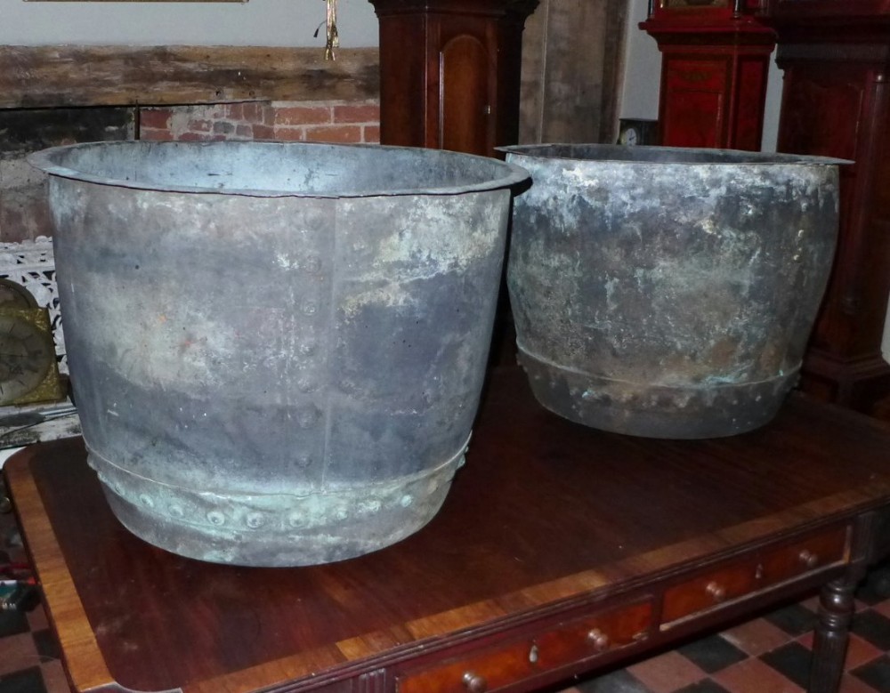 Two Similar Large Coppers / Garden Urns