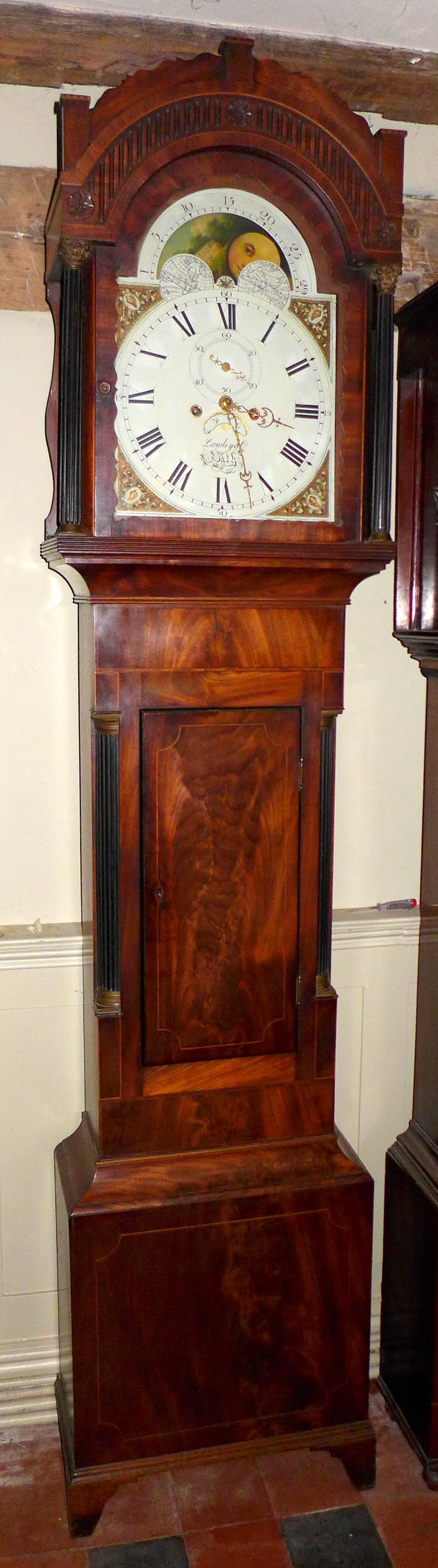 Early 19th Cent 8 Day Mahogany Moon Dial Longcase Clock