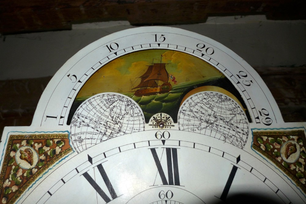 Early 19th Cent 8 Day Mahogany Moon Dial Longcase Clock View VIII