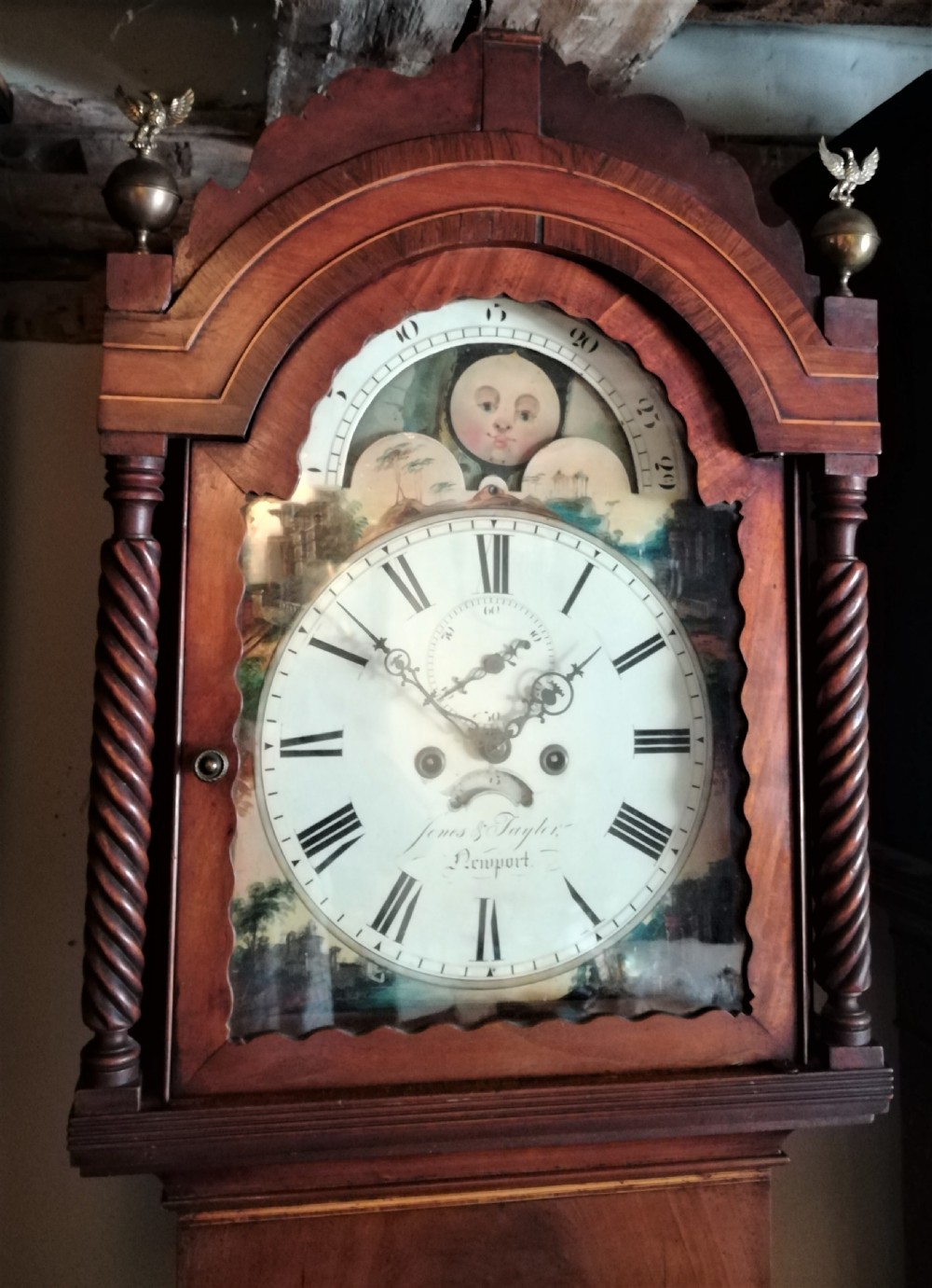 19th Cent Moon Phase 8 Day Long Case / Grandfather clock View II