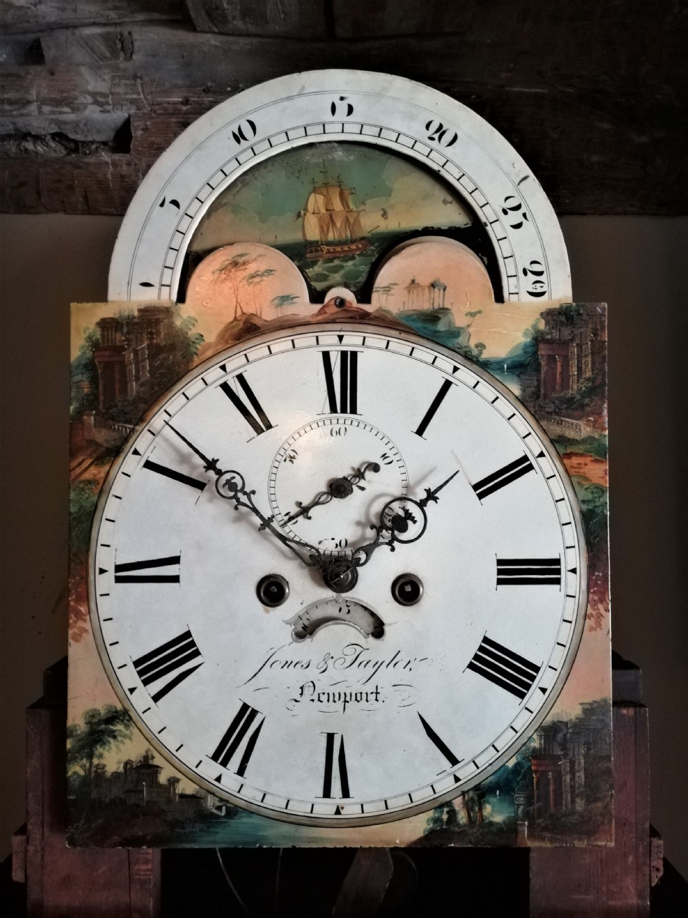 19th Cent Moon Phase 8 Day Long Case / Grandfather clock View VI