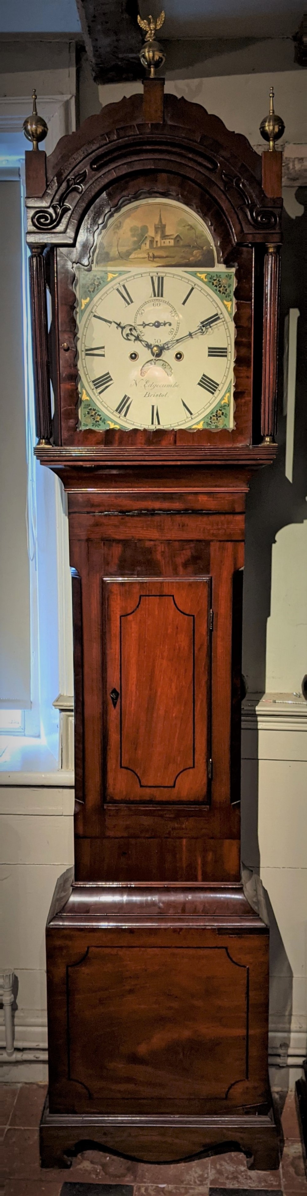 19th Cent Mahogany 8 Day Long Case Clock