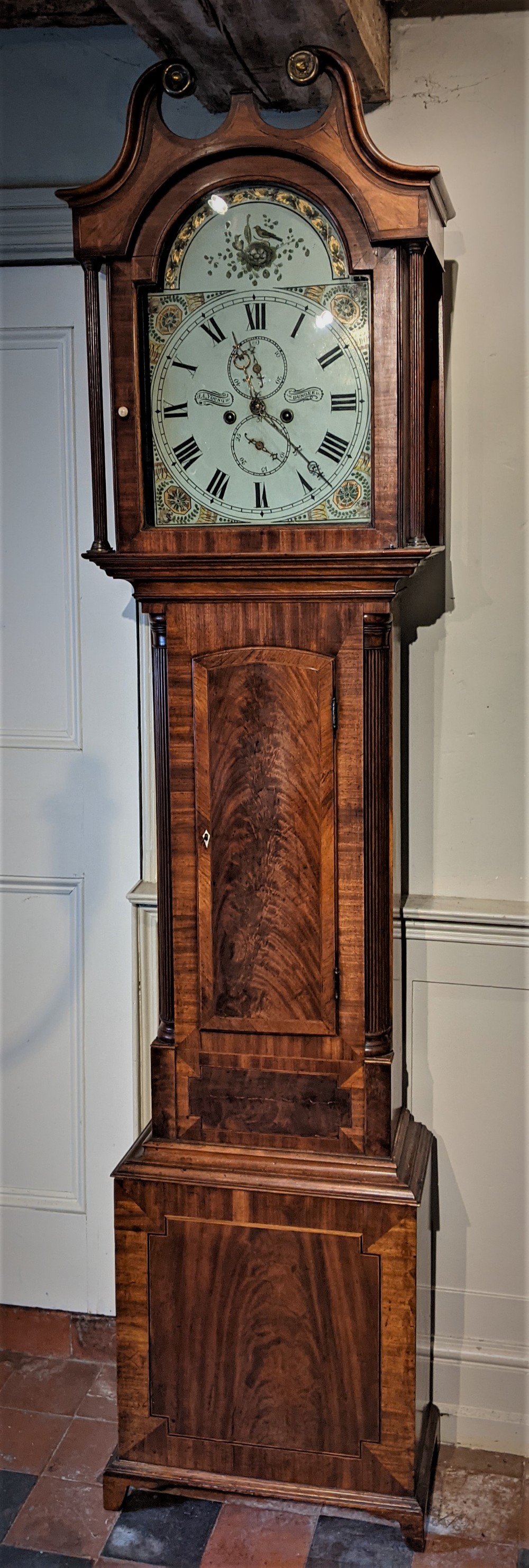 Early 19th Cent Mahogany Scottish 8 Day Long Case Longcase Grandfather Clock