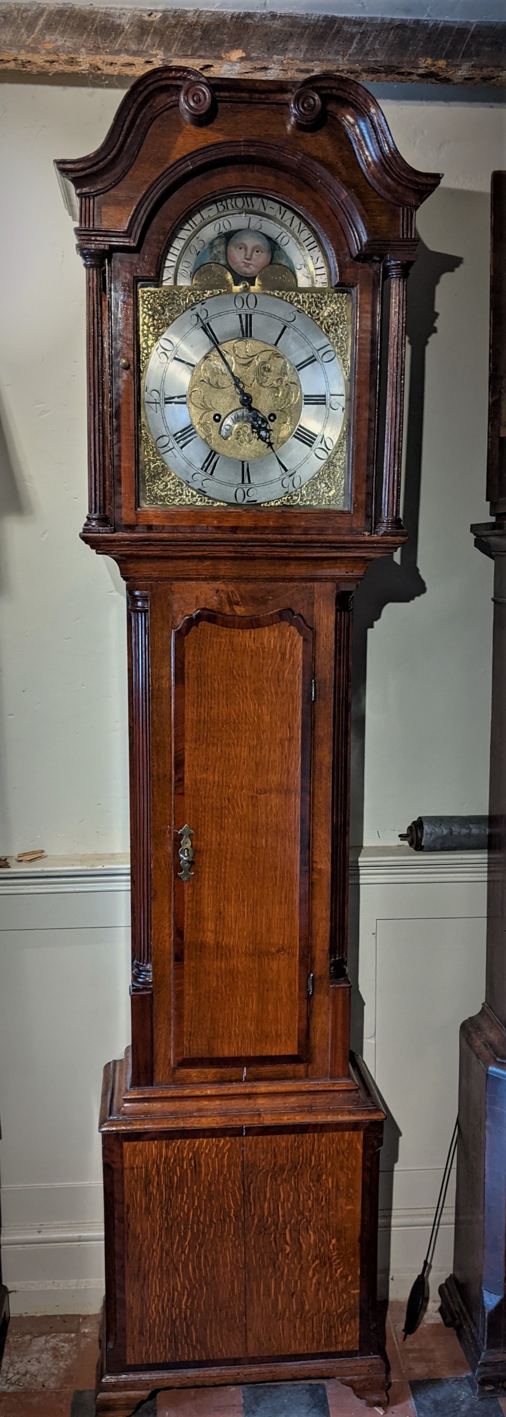 18th Cent 8 Day Moon Dial Long Case Longcase Grandfather Clock