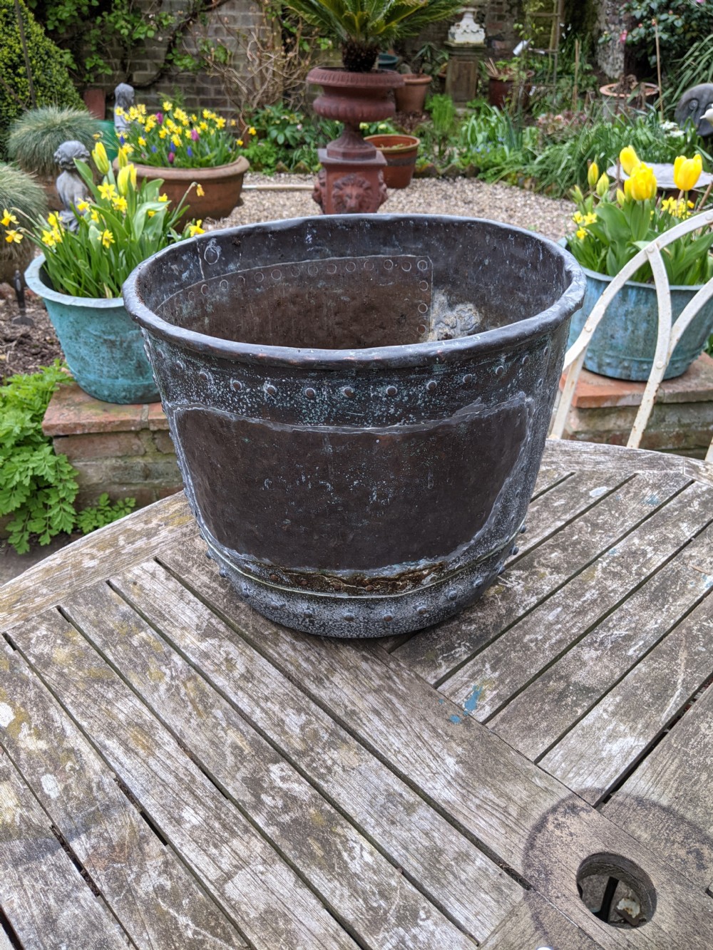 19th Cent Copper Copper Urn Planter View III
