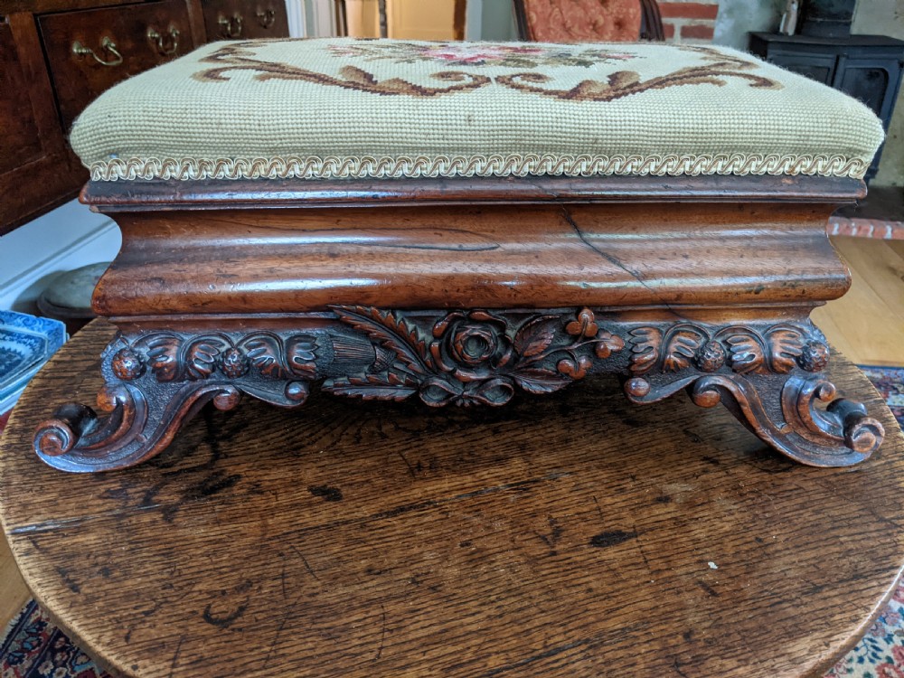19th Cent Walnut Foot Stool