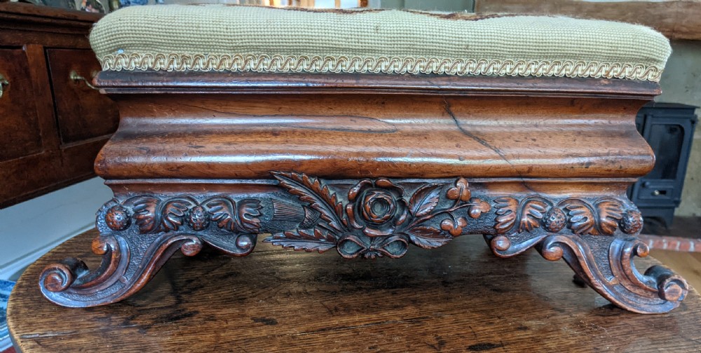 19th Cent Walnut Foot Stool View II