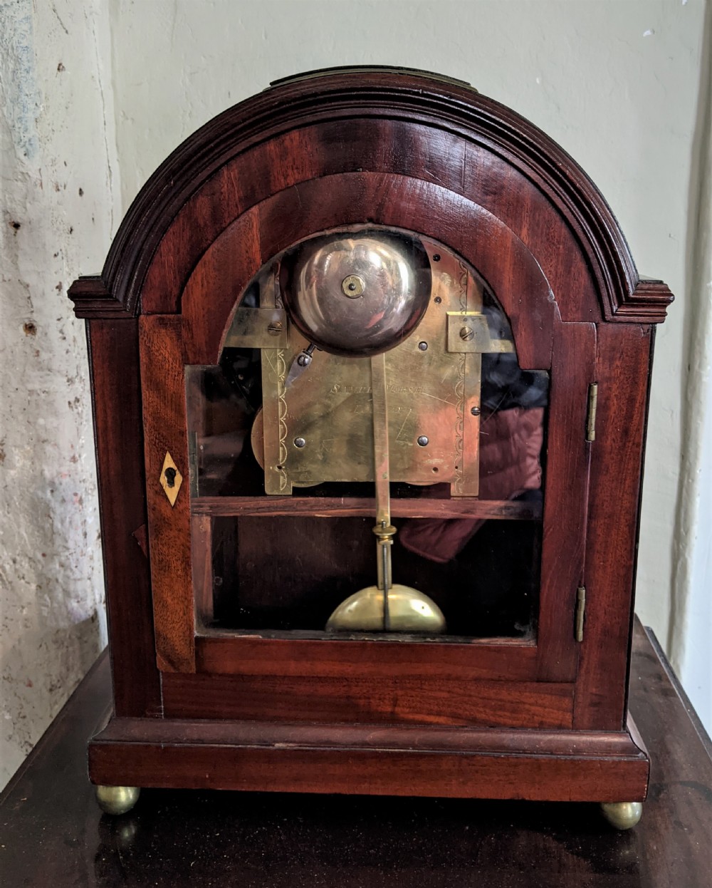 George III Mahogany Fusee Bracket Clock View V