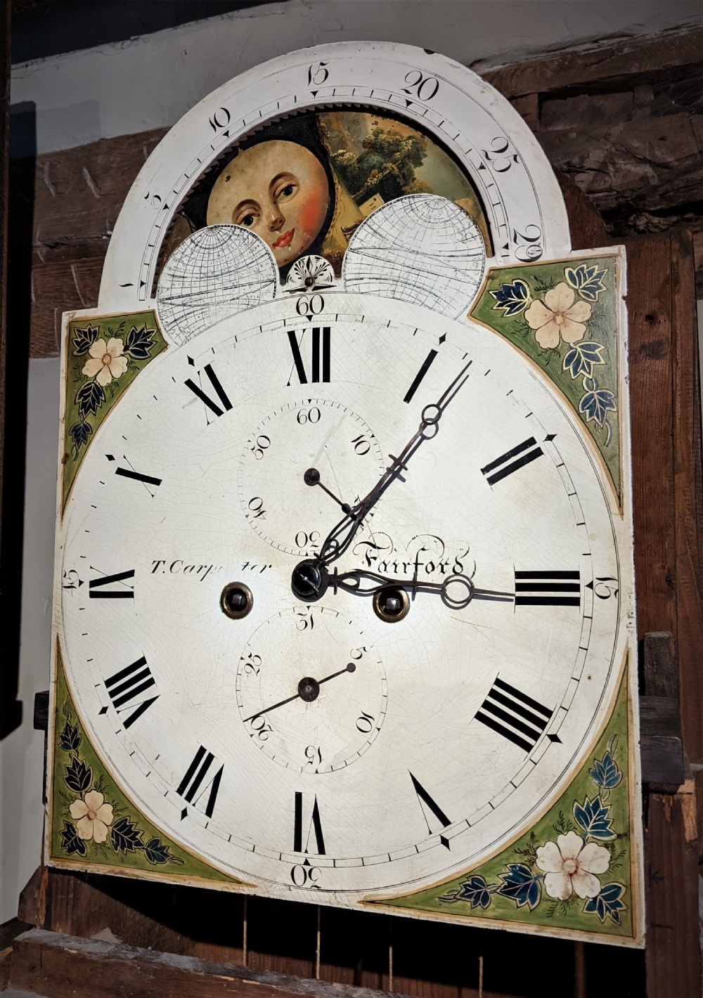 19th Cent Oak 8 Day Moon Dial Longcase Clock View III