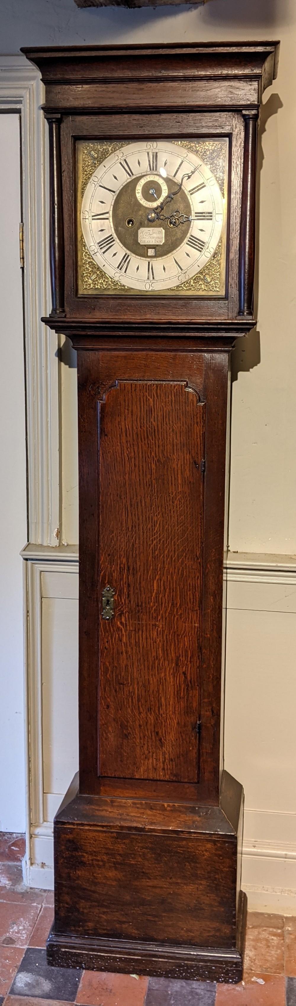 Early 18th Cent Oak Longcase Long Case Grandfather Clock