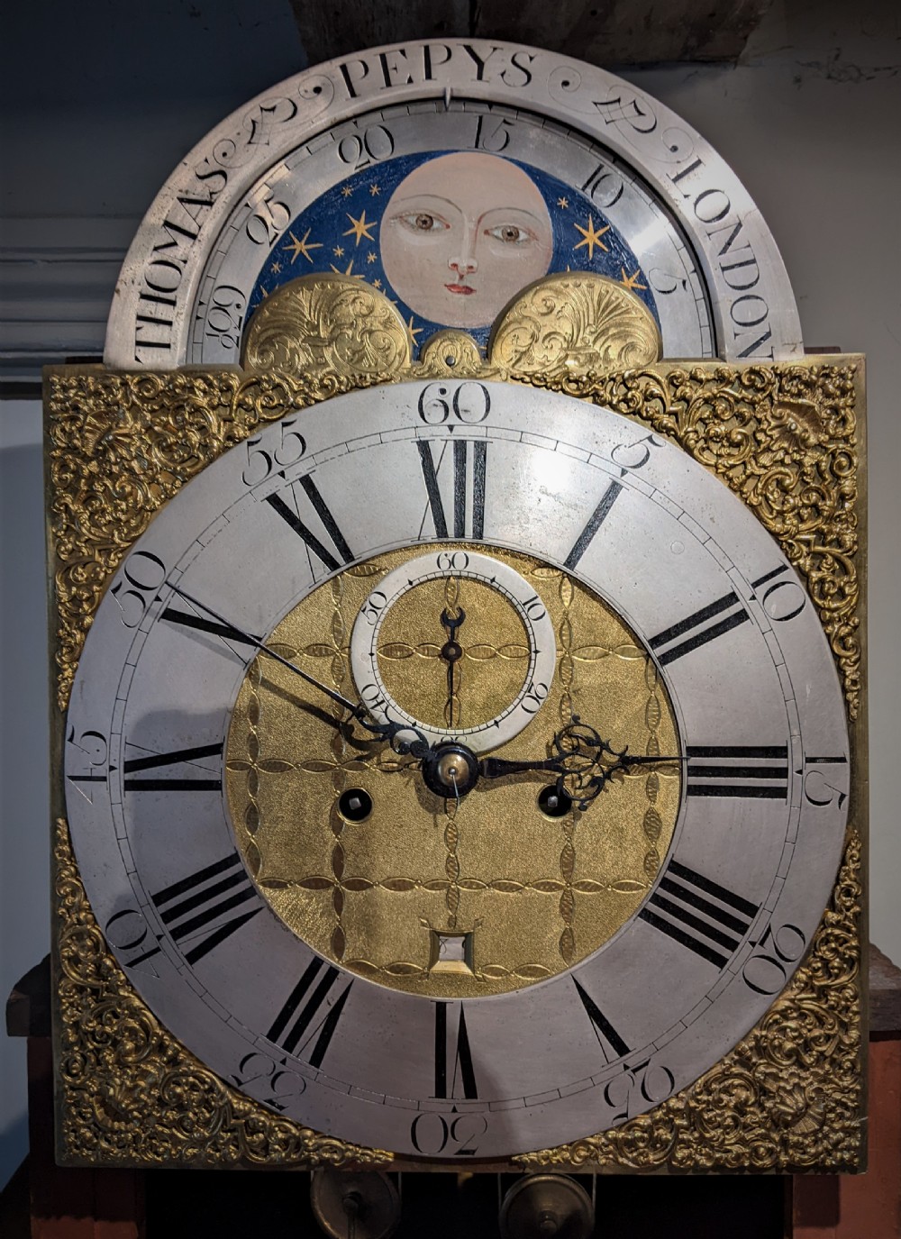 18th Cent Mahogany London Moon Dial Long Case Longcase Grandfather Clock View IV