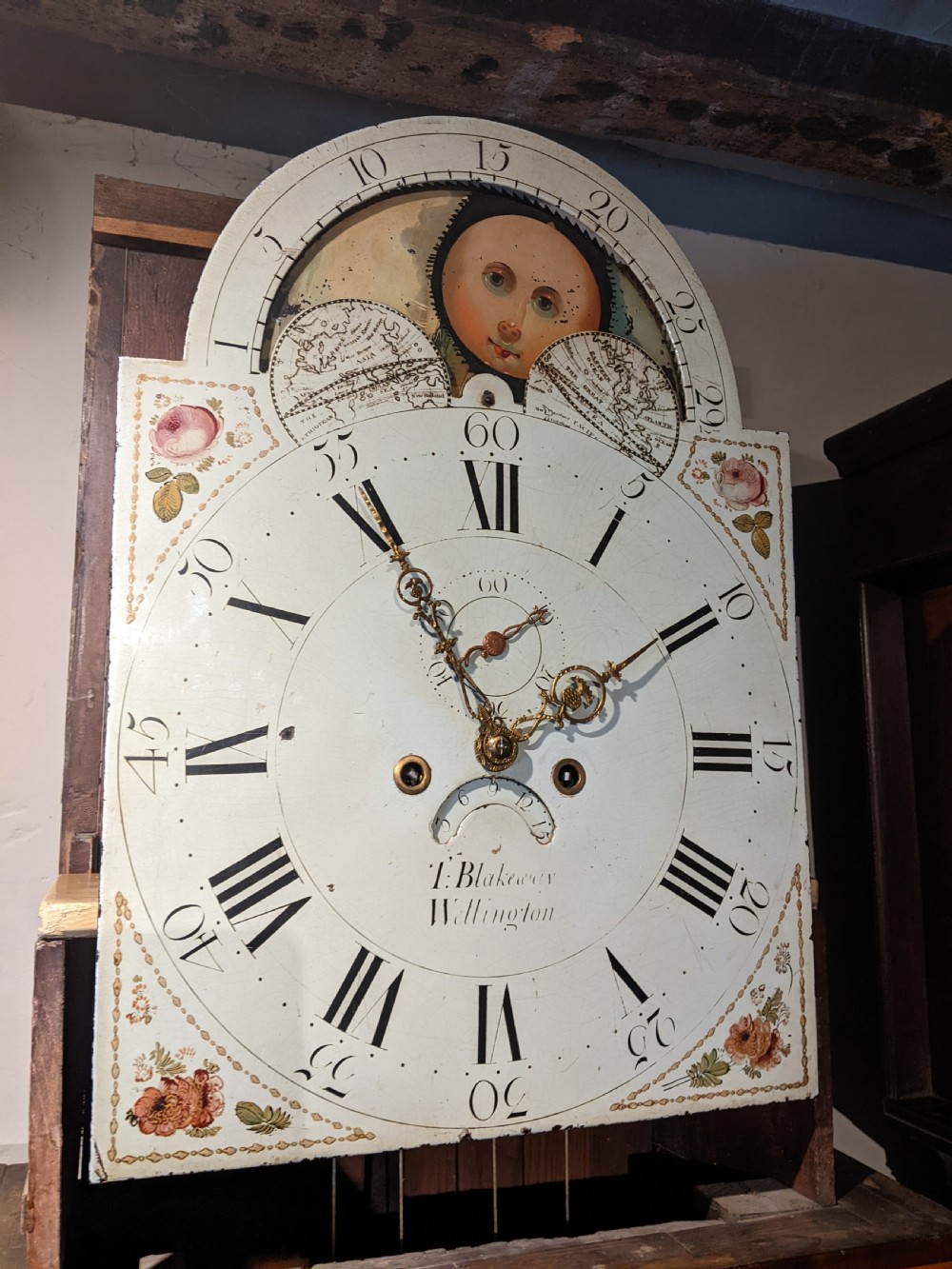 Geo III Mahogany Moon Dial Longcase Long Case Grandfather Clock View V