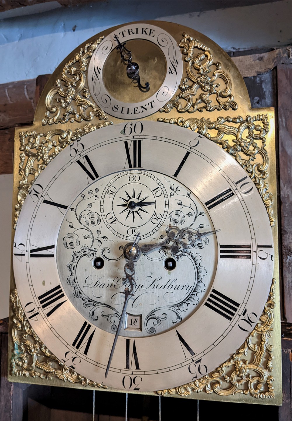 18th Cent Black Lacquer Longcase Grandfather Clock View VII