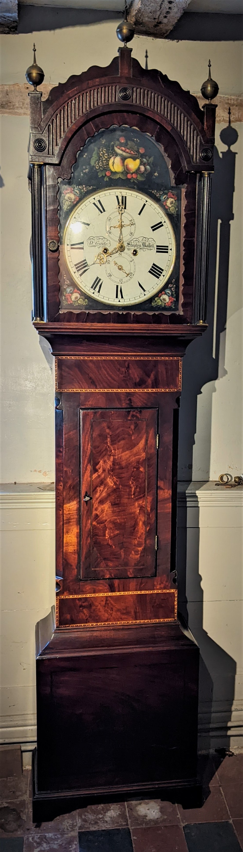 19th Cent Mahogany Grandfather Longcase Long Case Clock
