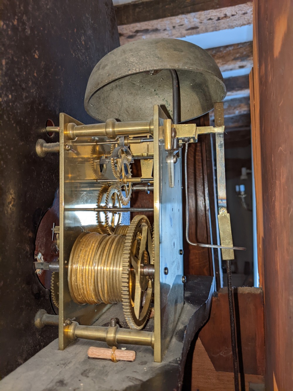 19th Cent Mahogany Grandfather Longcase Long Case Clock View V