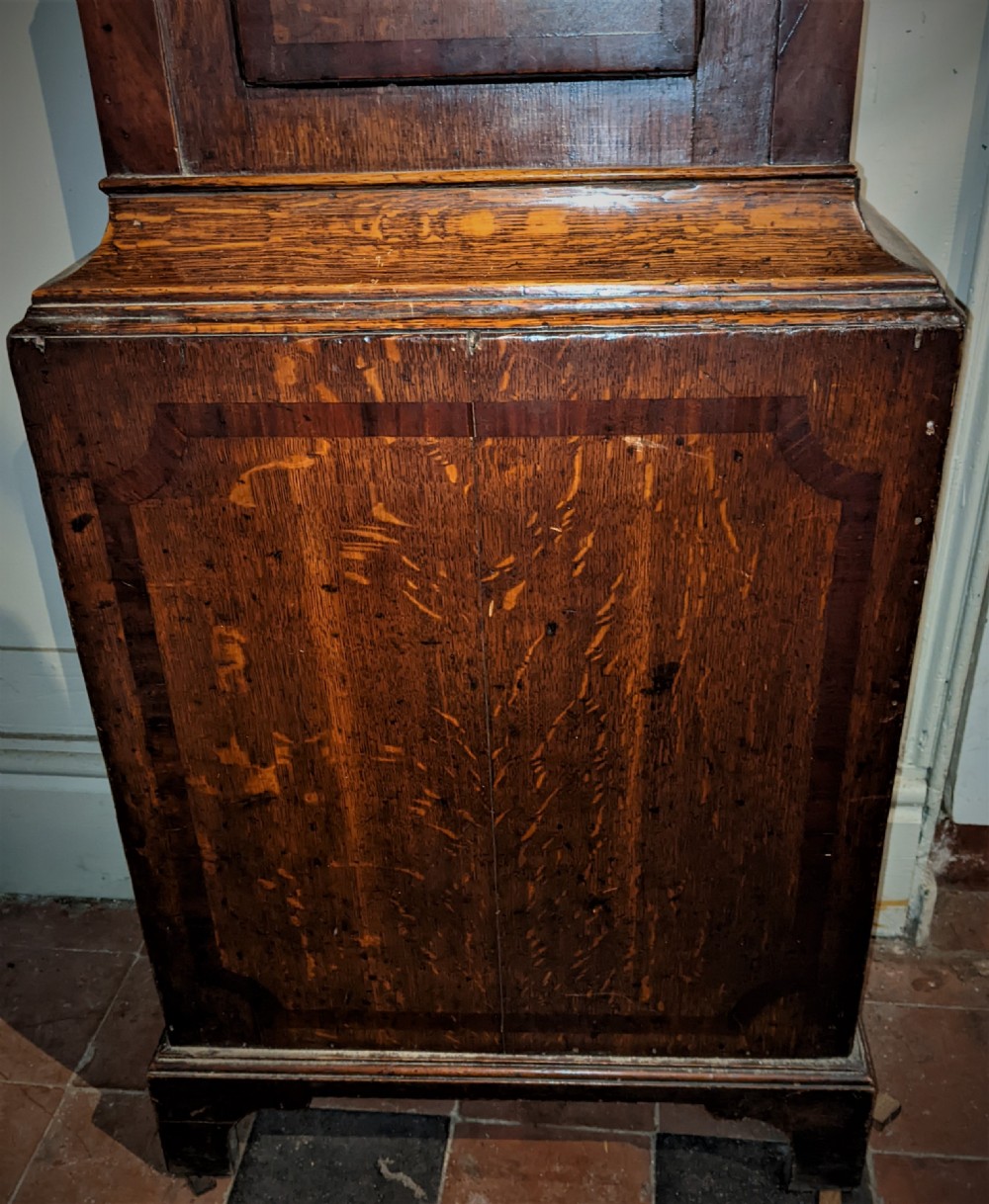 Geo III Oak and Mahogany Longcase Long Case Grandfather Clock View V
