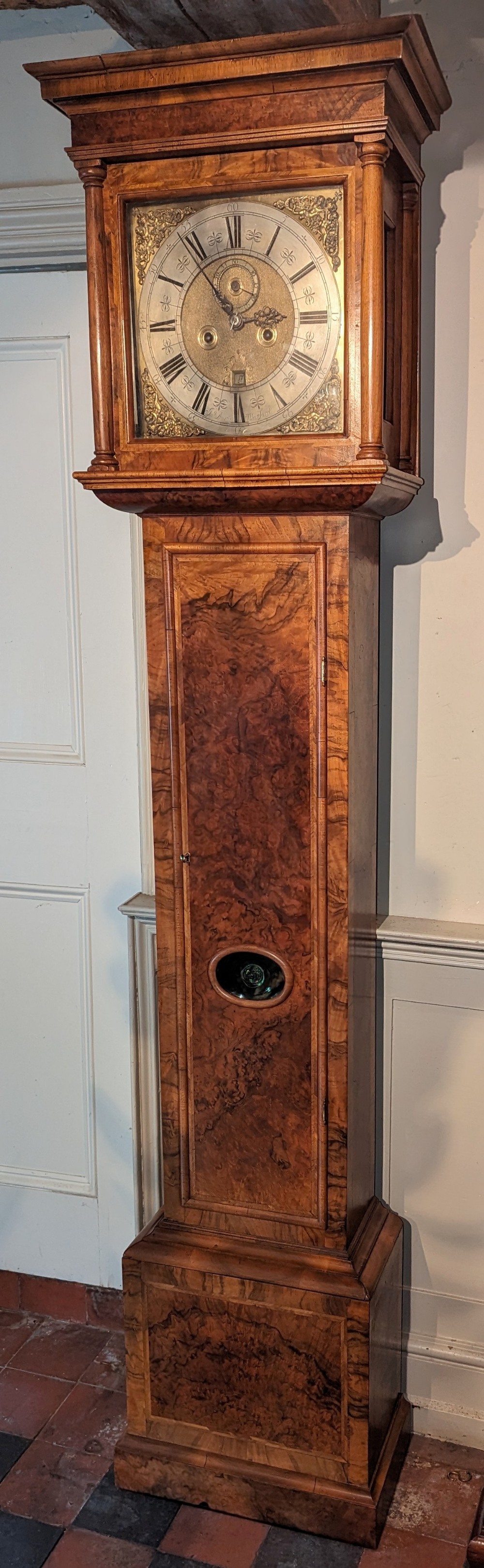 Early 18th C walnut Longcase, Long Case Grandfather clock