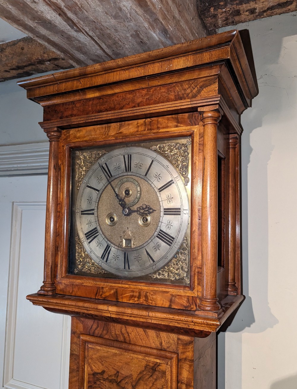 Early 18th C walnut Longcase, Long Case Grandfather clock View II