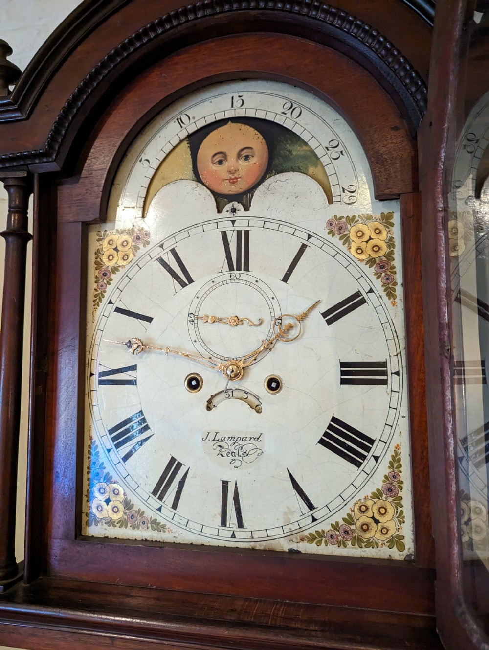 19th Cent Moon Dial Longcase Long Case Grandfather Clock View III