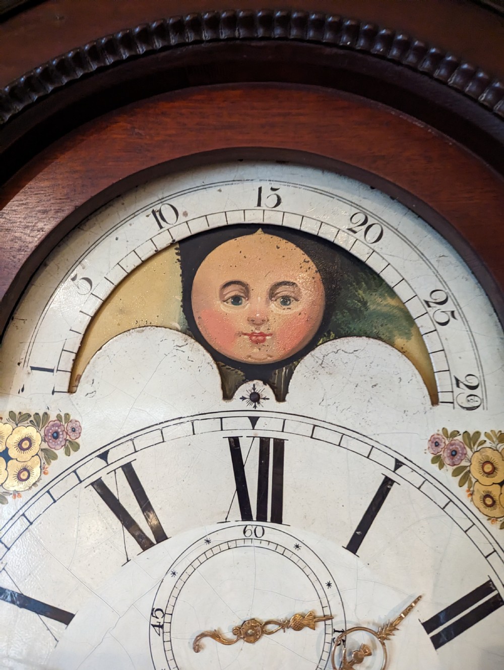19th Cent Moon Dial Longcase Long Case Grandfather Clock View VII