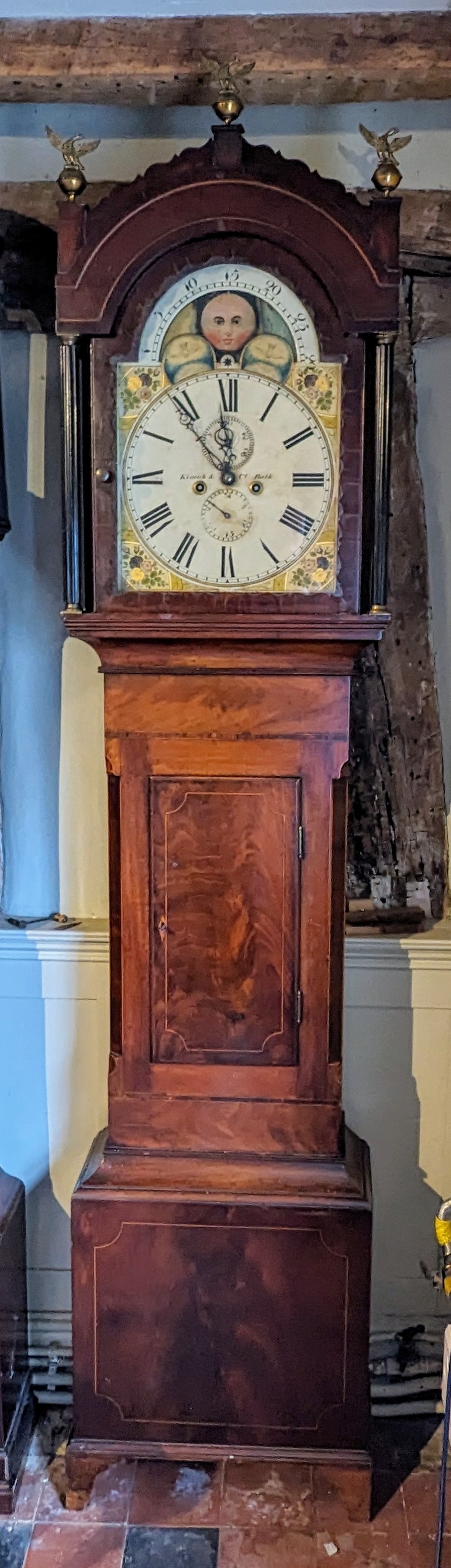 19th Cent Moon Dial Longcase, Long Case, Grandfather Clock