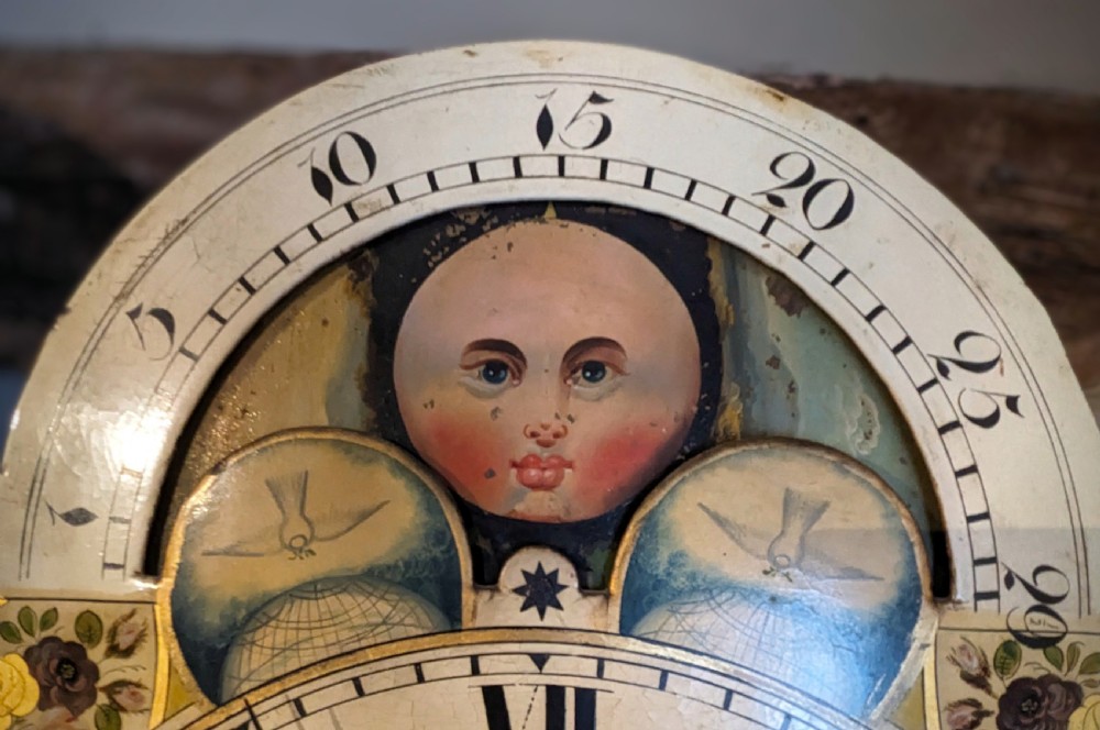 19th Cent Moon Dial Longcase, Long Case, Grandfather Clock View V