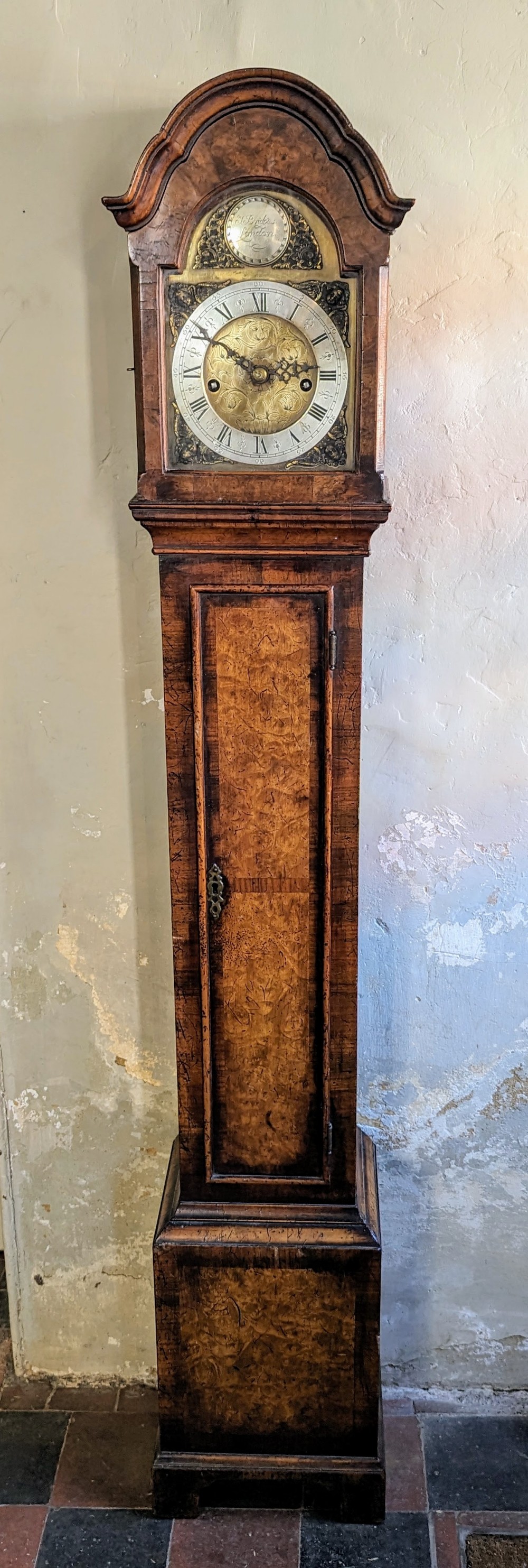 Queen Anne Burr Walnut Longcase Long Case Granddaughter Clock