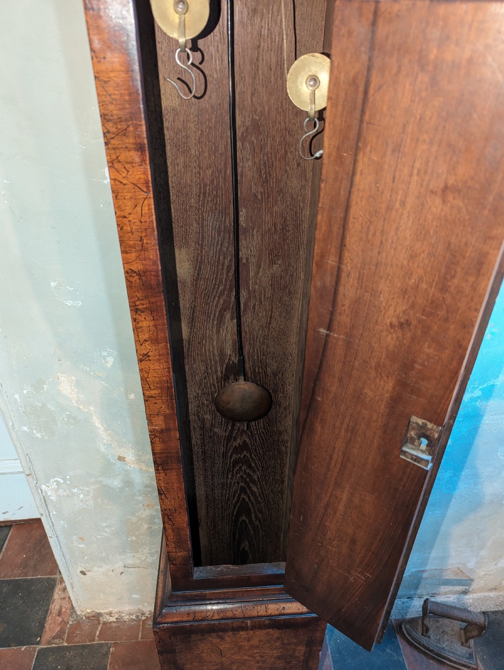 Queen Anne Burr Walnut Longcase Long Case Granddaughter Clock View IV