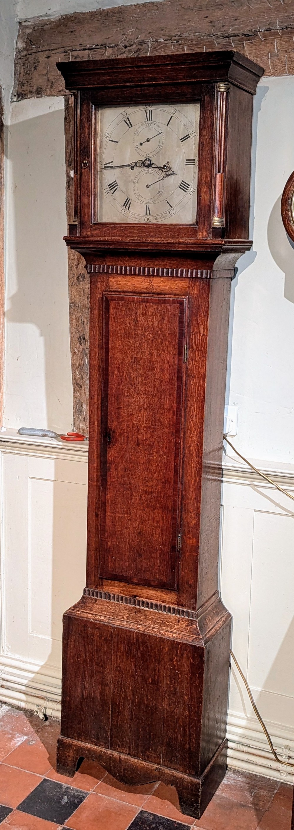 Geo III Oak and Mahogany Long Case Longcase Grandfather Clock