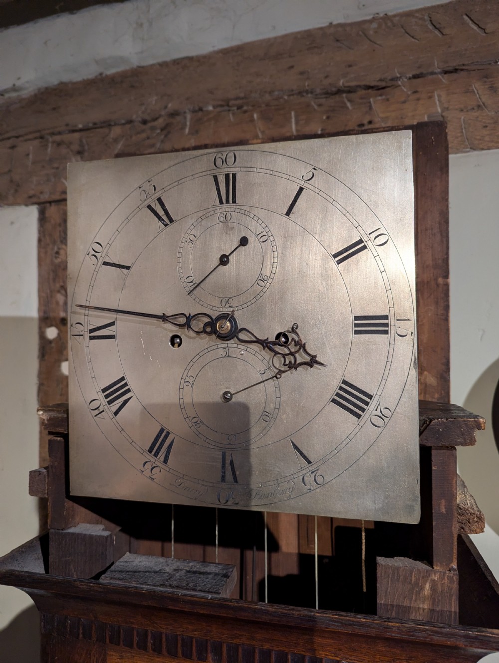 Geo III Oak and Mahogany Long Case Longcase Grandfather Clock View III