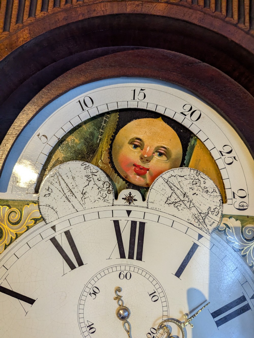 19th C Moon Dial Longcase Long Case Grandfather Clock View V