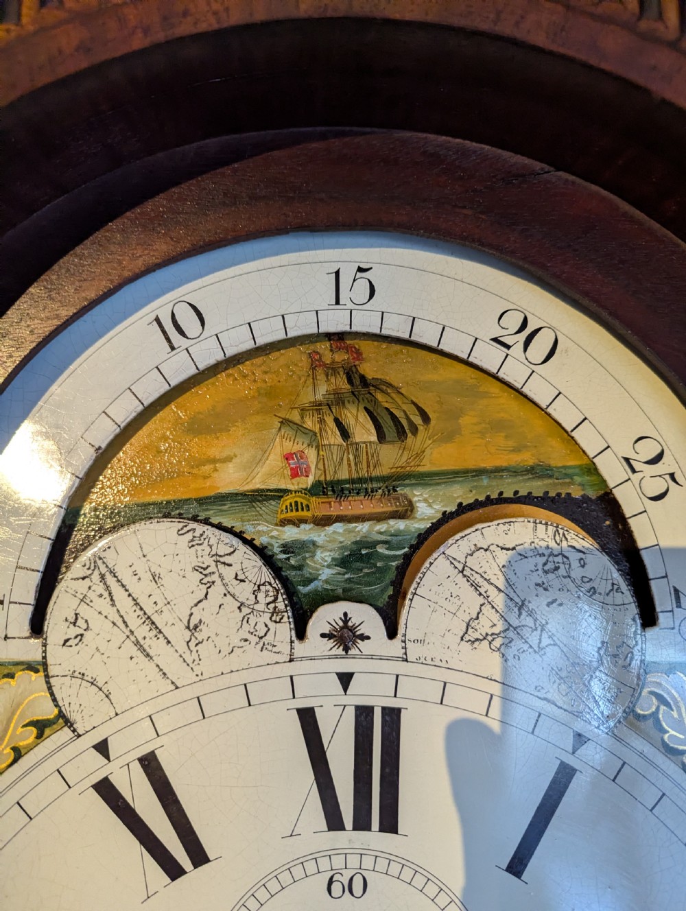19th C Moon Dial Longcase Long Case Grandfather Clock View VII