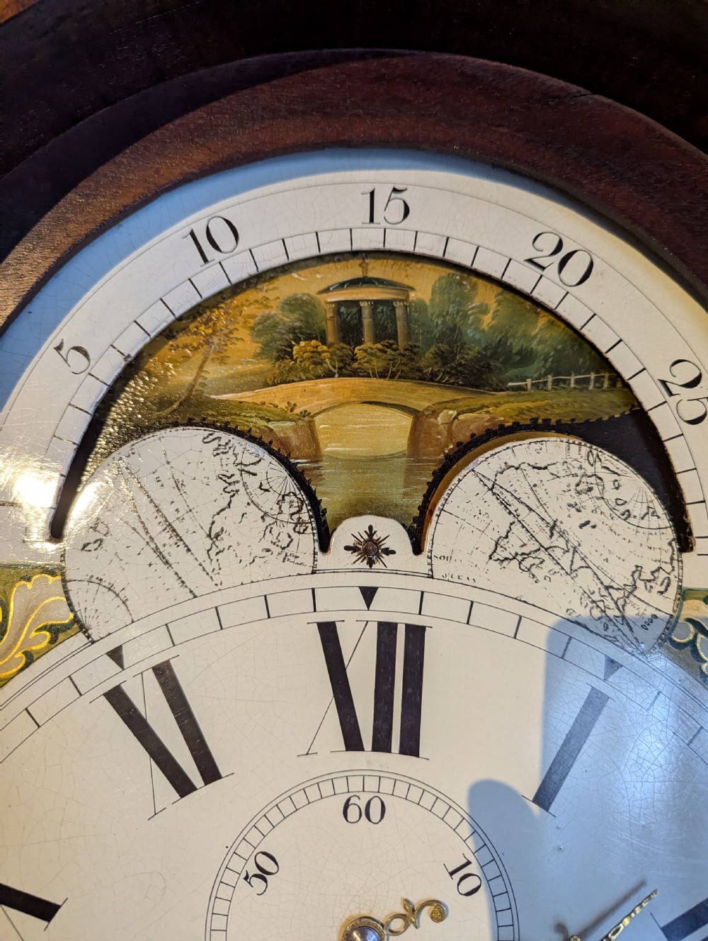 19th C Moon Dial Longcase Long Case Grandfather Clock View VIII