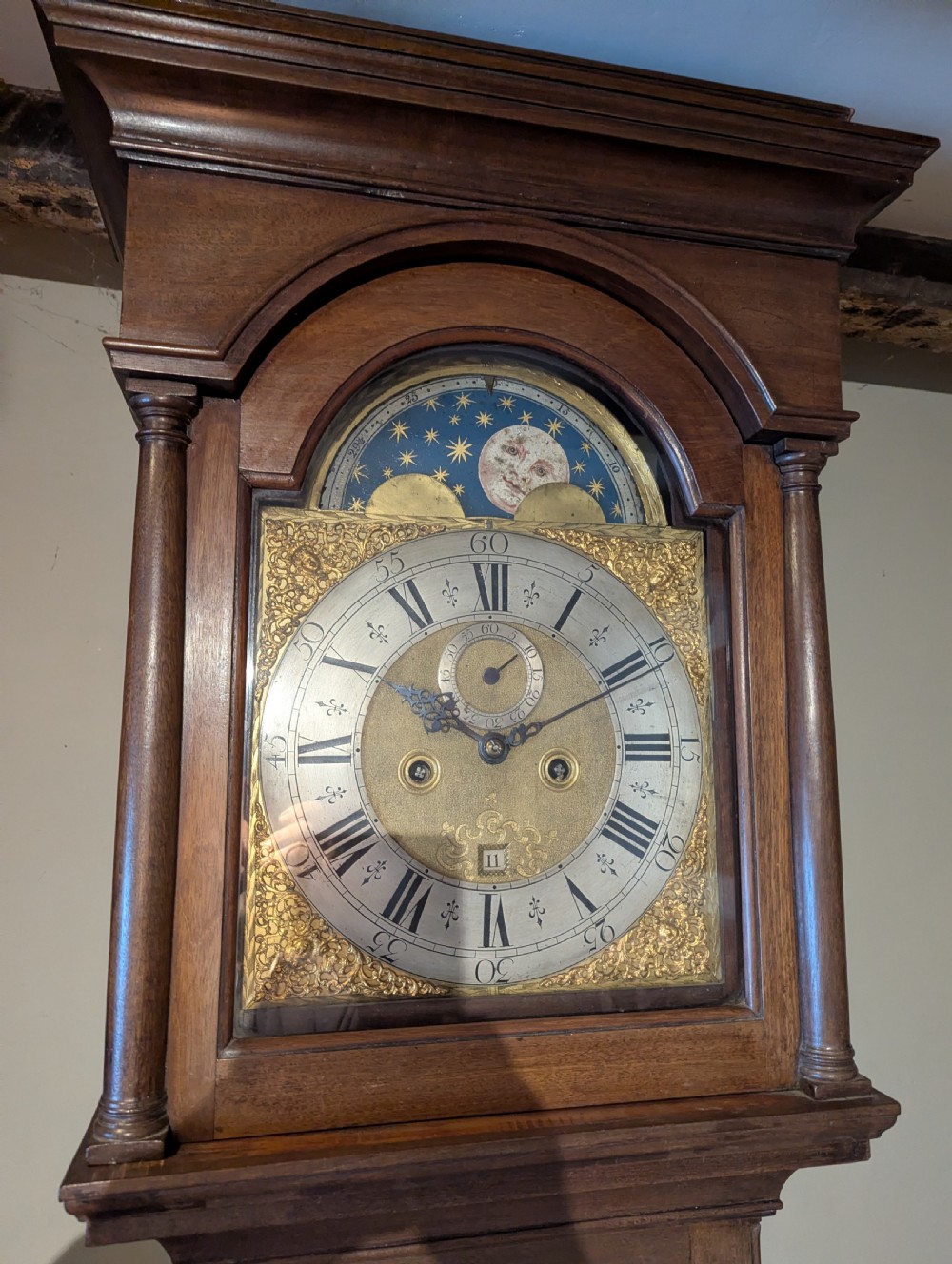 18th Cent Mahogany Moon Dial Longcase Long Case Grandfather Clock  View III