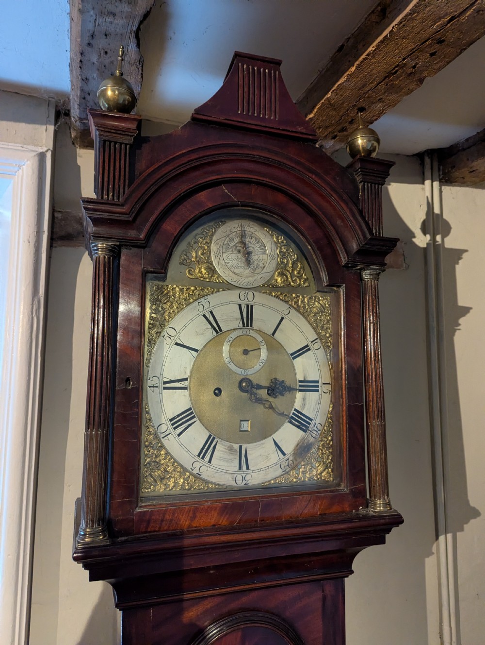 18th Cent Mahogany Longcase Long Case Grandfather Clock View VII