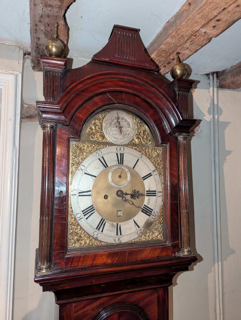 18th Cent Mahogany Longcase Long Case Grandfather Clock View X
