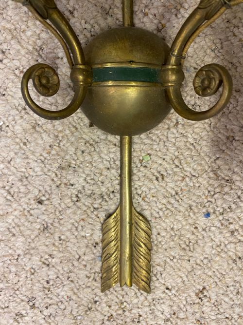 AN UNSUAL PAIR OF TWO LIGHT FRENCH SPEAR ANTIQUE WALLLIGHTS - ADDITIONAL PHOTO 3