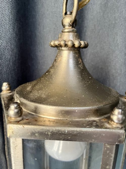 FRENCH HECTAGONAL SILVER PLATED ANTIQUE LANTERN C1920 - ADDITIONAL PHOTO 2
