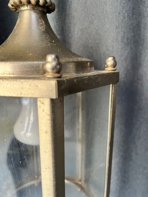 FRENCH HECTAGONAL SILVER PLATED ANTIQUE LANTERN C1920 - ADDITIONAL PHOTO 3