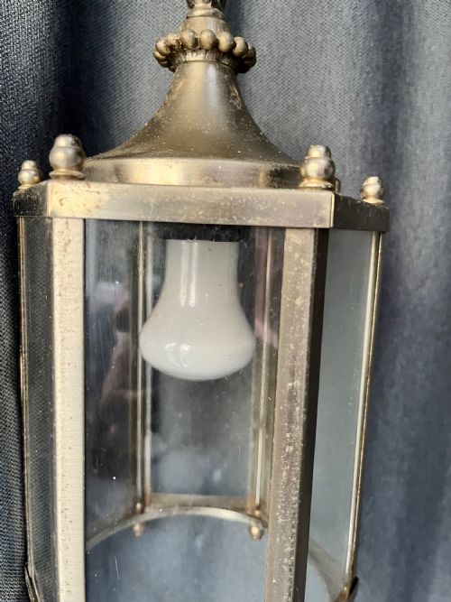 FRENCH HECTAGONAL SILVER PLATED ANTIQUE LANTERN C1920 - ADDITIONAL PHOTO 4