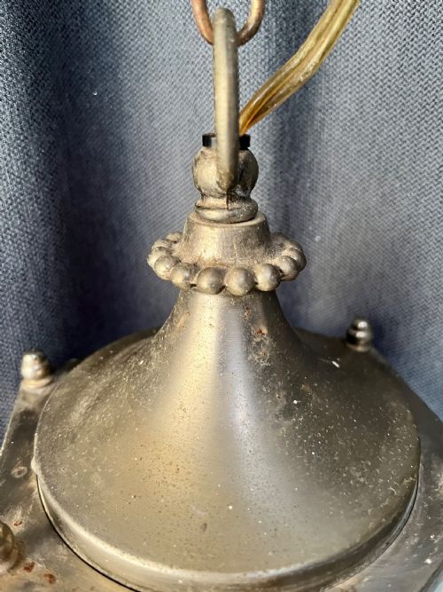 FRENCH HECTAGONAL SILVER PLATED ANTIQUE LANTERN C1920 - ADDITIONAL PHOTO 6