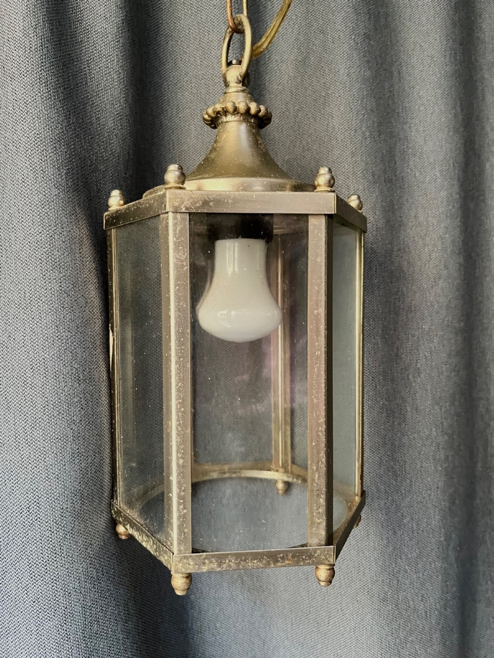 French Hectagonal Silver plated Antique Lantern. c1920