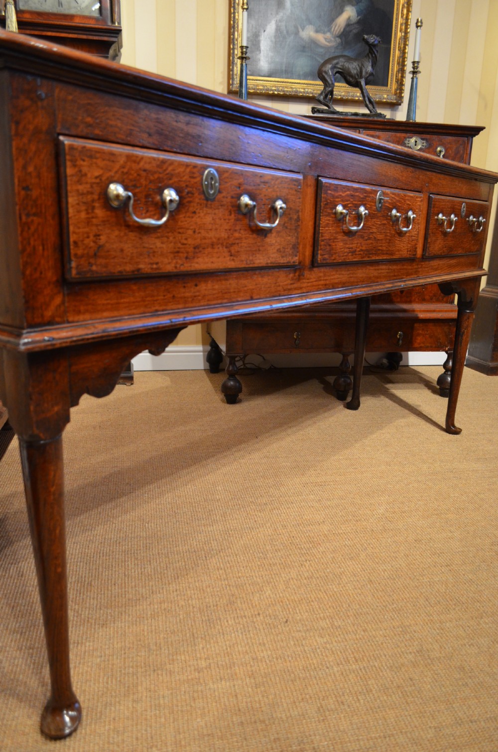18th Century English Antique Pad Foot Oak Dresser Base View II