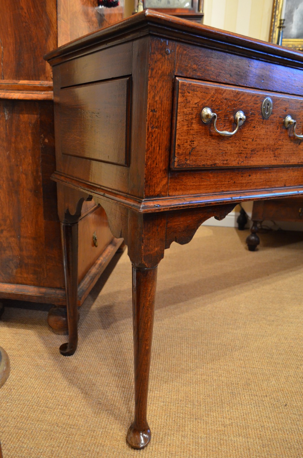 18th Century English Antique Pad Foot Oak Dresser Base View IV