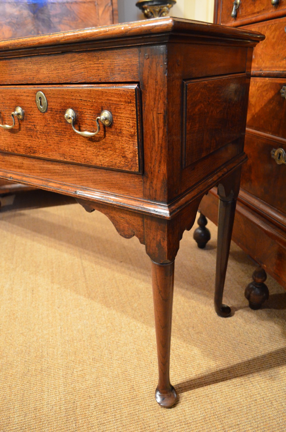 18th Century English Antique Pad Foot Oak Dresser Base View VII