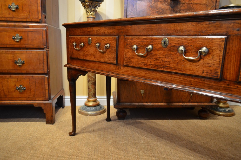 18th Century English Antique Pad Foot Oak Dresser Base View IX
