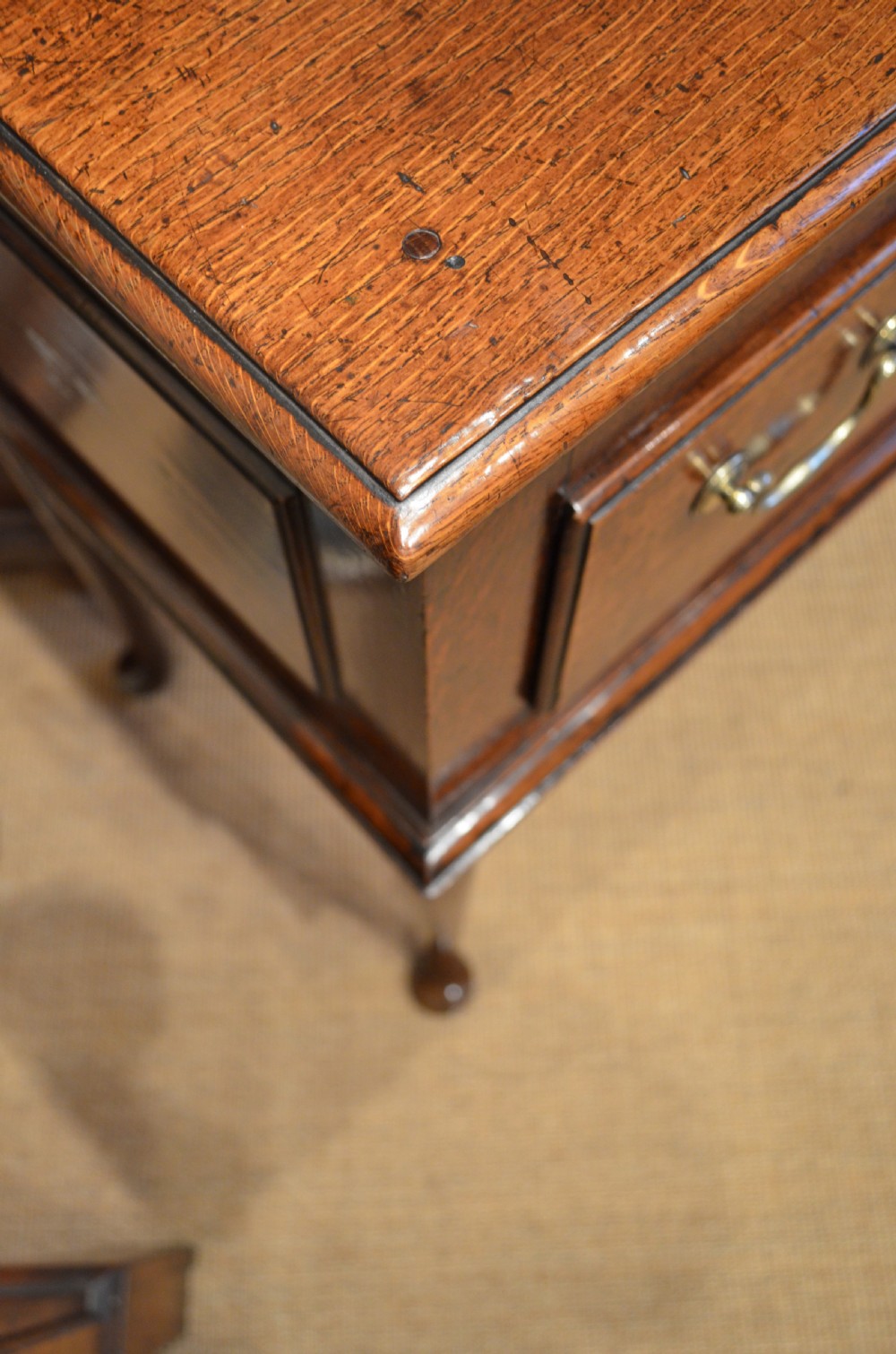 18th Century English Antique Pad Foot Oak Dresser Base View XI