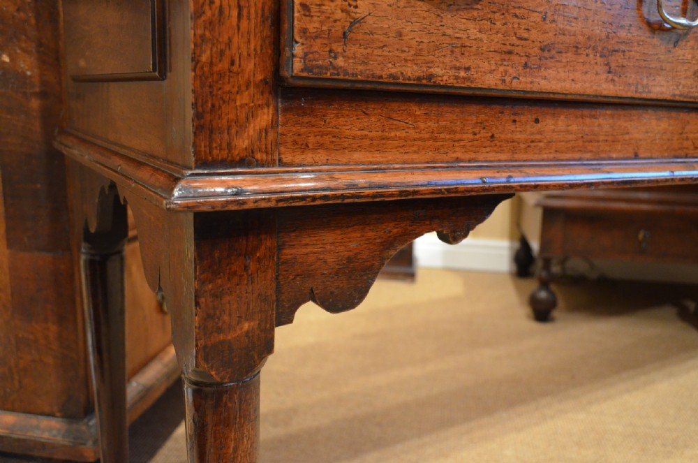 18th Century English Antique Pad Foot Oak Dresser Base View XVI